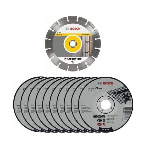 BOSCH 10 disques Ø125 metal/inox + 1 disque diamant Univ.