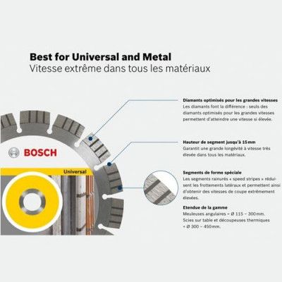 Bosch Disque à tronçonner diamanté Standard for Universal, 180 x