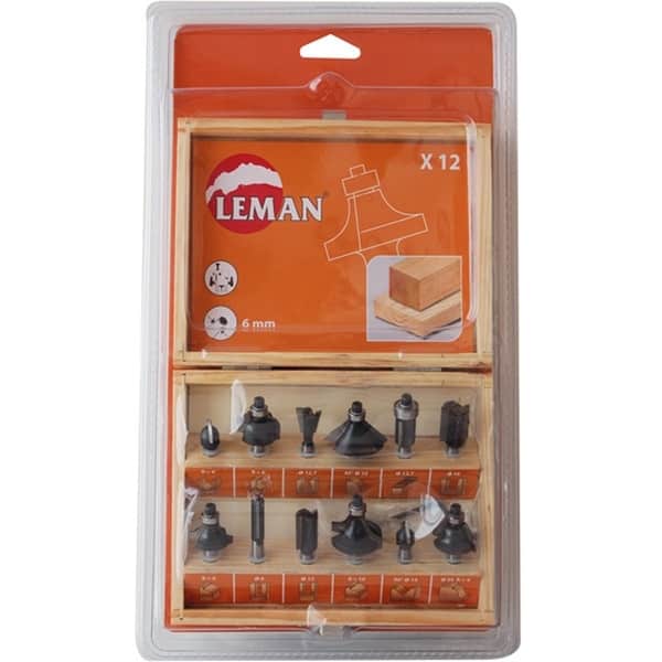 LEMAN Coffret 12 mèches de défonceuse queue 6mm - 416.700.12