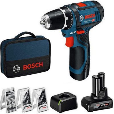 BOSCH Perceuse visseuse GSR12V-15 set 2+4 Ah + 39 acc. 0615990G6L