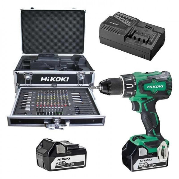 HIKOKI Perceuse visseuse percu 18V 5Ah DV18DBSL +100 Acc. - KC18DVZ