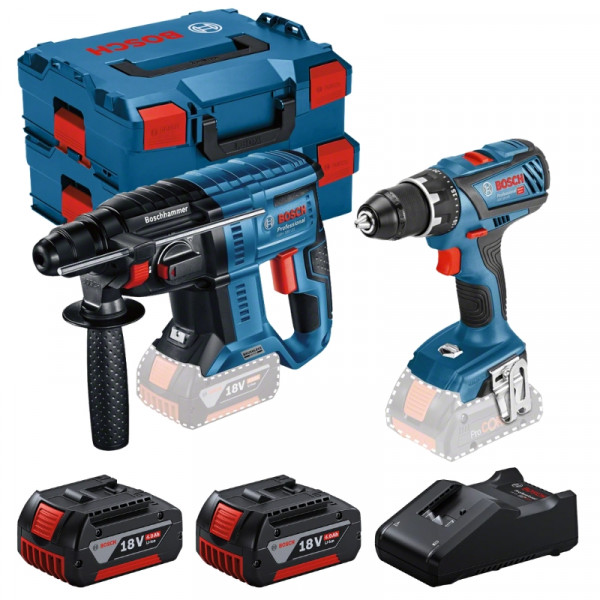 BOSCH Perfo GBH18V-21 + Visseuse GSR18V-28 plus 2x4Ah - 0615990M0R