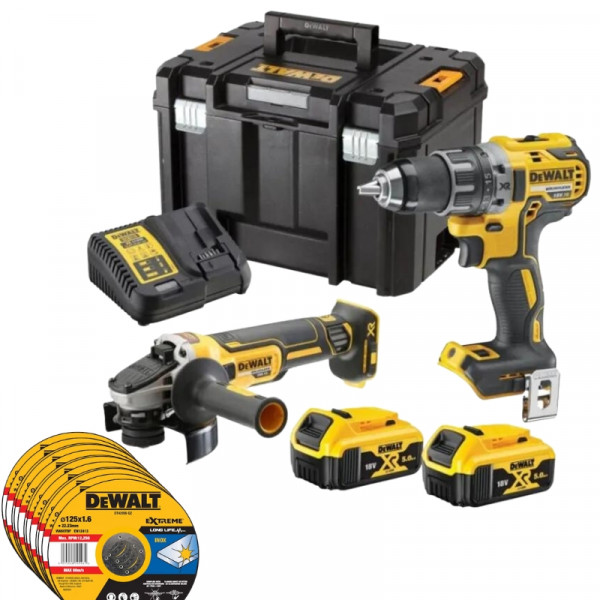 DEWALT Perceuse-visseuse DCD791 + Meuleuse DCG405 + 25 disques - DCK2020P2T
