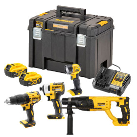 DEWALT Pack 4 outils 18V XR 2x5 Ah DCD778 DCF787 DCH133 DCL040 - DCK440P2T-QW