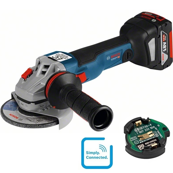 BOSCH Meuleuse 125mm 18V 6,3Ah connectée GWS18-125SC - 06019G3401