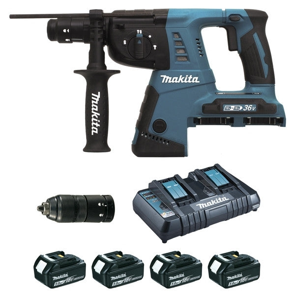 Perfo-burineur sds-plus 36v lxt 4x5 ah en makpac dhr264pt4j makita