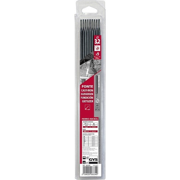 Lot de 9 électrodes fonte ø3.2mm 083349 gys