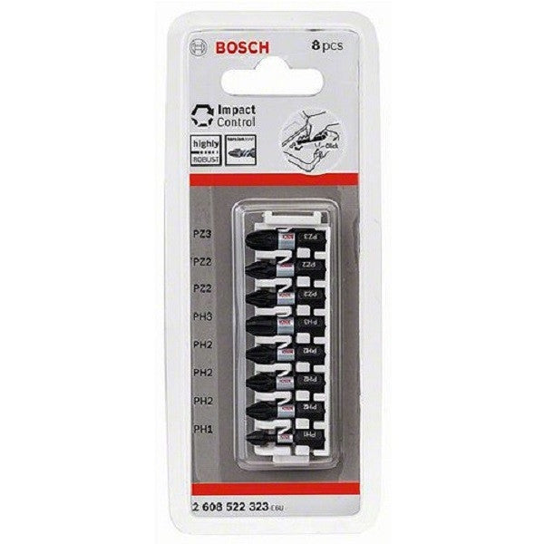 Barette 8 embouts de vissage ph/pz impact control 2608522323 bosch