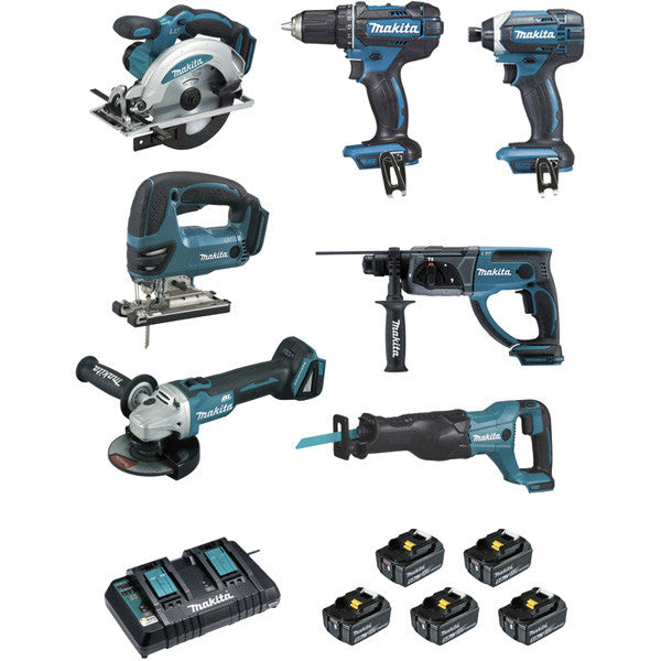Pack 7 outils 18v lxt 5x5 ah dlx7013pt1 makita
