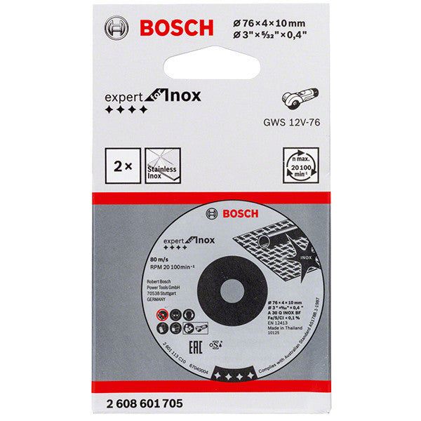 Disques déportés à ébarber ø76mm expert for inox 2608601705 bosch