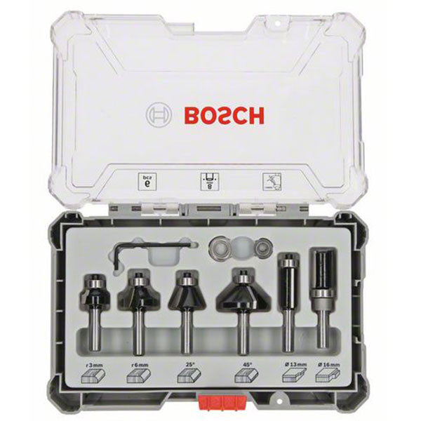 Kit de 6 fraises à affleurer à queue de 6mm 2607017468 bosch