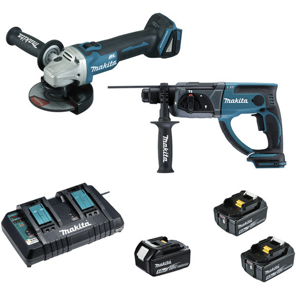 Pack 18v 5ah meuleuse dga504 + perforateur dhr202
