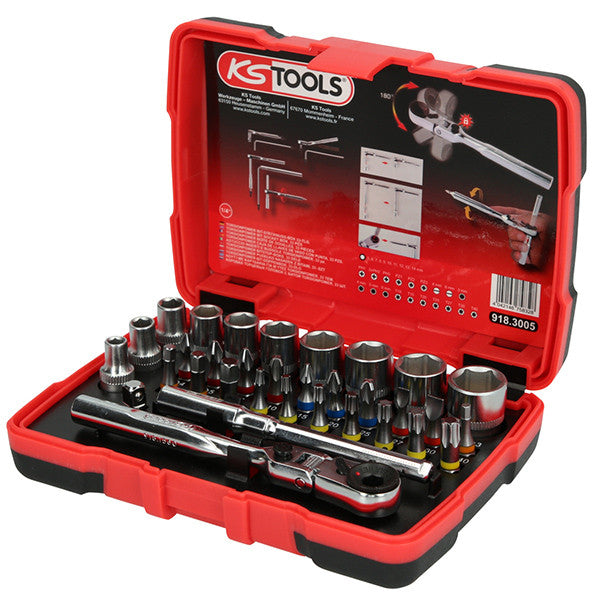 Coffret douilles et embouts torsion power 1/4", 33 918.3005 ks tools
