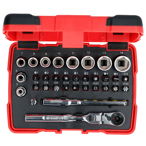 Coffret douilles et embouts torsion power 1/4", 33 918.3005 ks tools