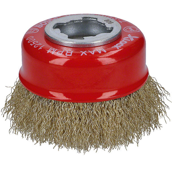 Brosse boisseau à fils laitonnés x-lock 75mm clean for metal bosch