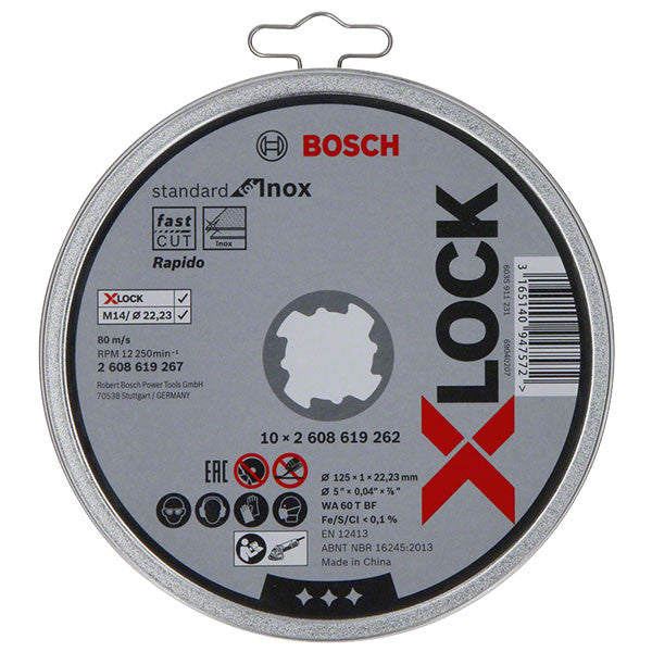 Disques à tronçonner plats x-lock 125mm standard for inox bosch