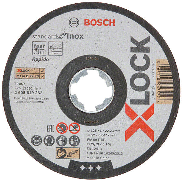 Disques à tronçonner plats x-lock 125mm standard for inox bosch