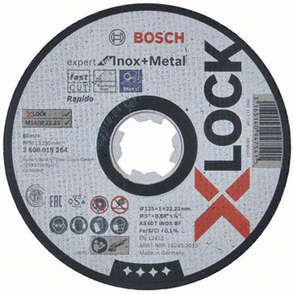 Disque à tronçonner plat x-lock 125mm expert for inox and metal bosch