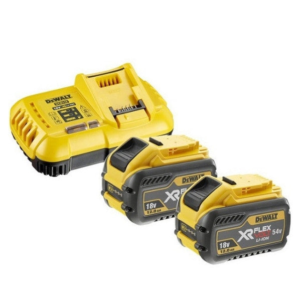 Pack 2 batteries 54v xr flexvolt 2x4/12 ah + chargeur dcb118y2 dewalt
