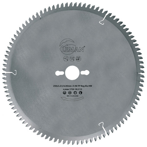 Lame scie circulaire carbure hm tp neg pour aluminium, pvc