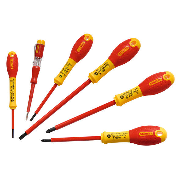 Tournevis isoles 1000v elec + pozi + testeur 6pcs 0-65-443 stanley