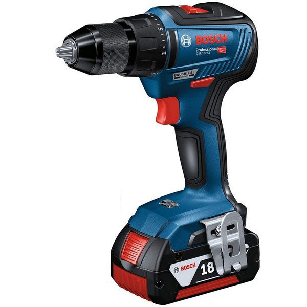 Perceuse à percussion 18 v 4 ah gsb18v-55 06019h5300 bosch