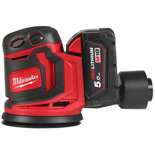 Ponceuse excentrique 18v 5ah m18 bos125-502b 4933464229 milwaukee