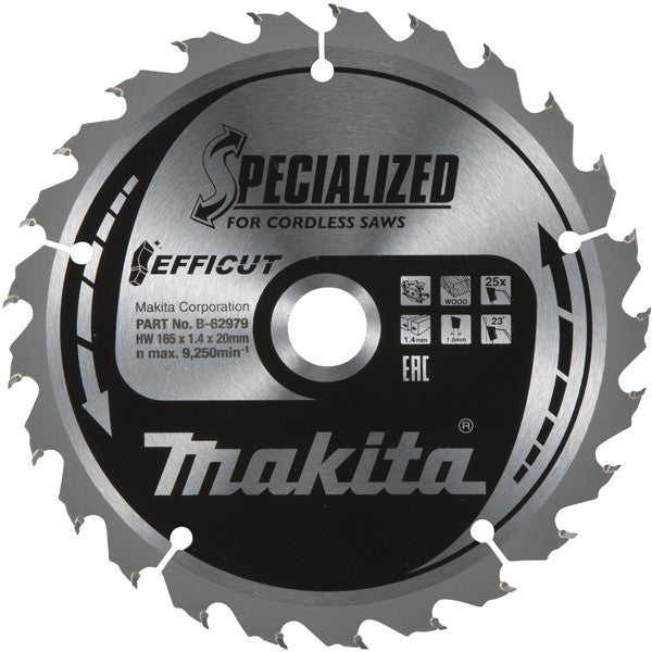 Lame carbure efficut bois scie circulaire 165mm b-62985 makita