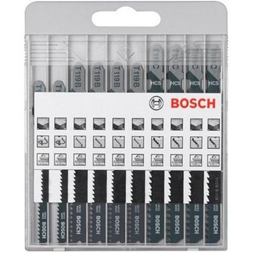 Coffret de 10 lames pour scie sauteuse xpro wood 2607010629 bosch