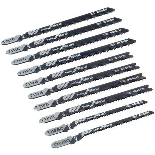 Coffret de 10 lames pour scie sauteuse xpro wood 2607010629 bosch