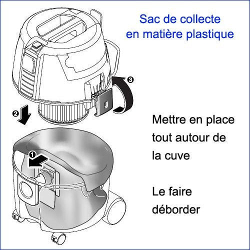 Sacs aspi matière plastique gas35 gas55 2607432043 bosch