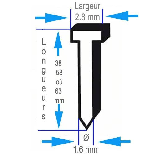 Pointes à tête fraisée 20° 1.6/16 g inoxydable sk64-20nr bosch