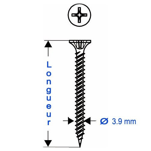 Bandes de 1000 vis placo type sf : placo / métal ( max 0.7 mm )