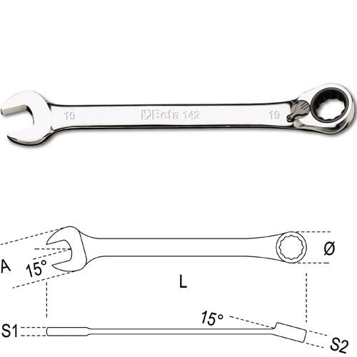 Clé mixte à cliquet réversible 142 beta