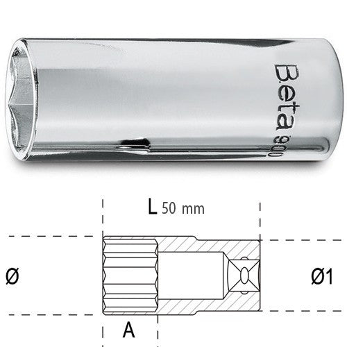 Douille 6 pans1/4" série longue 900l beta