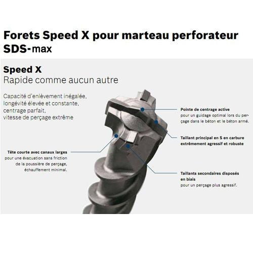 Foret béton 3 taillants speed x pour perfo sds-max
