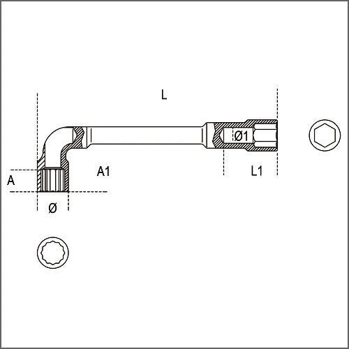 Clé à pipe débouchée 6 x 6 pans 933 beta