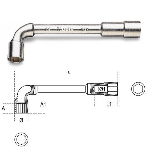 Clé à pipe débouchée chromée 937 beta