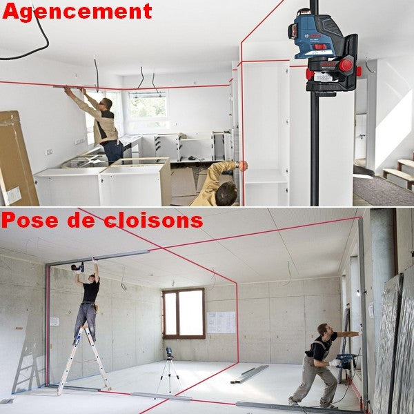 Laser auto 3 plans portée 30 m gll3-80 (coffret) 0601063s00 bosch