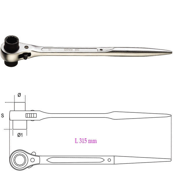 Clé à cliquet polygonale pour échafaudage 93c beta