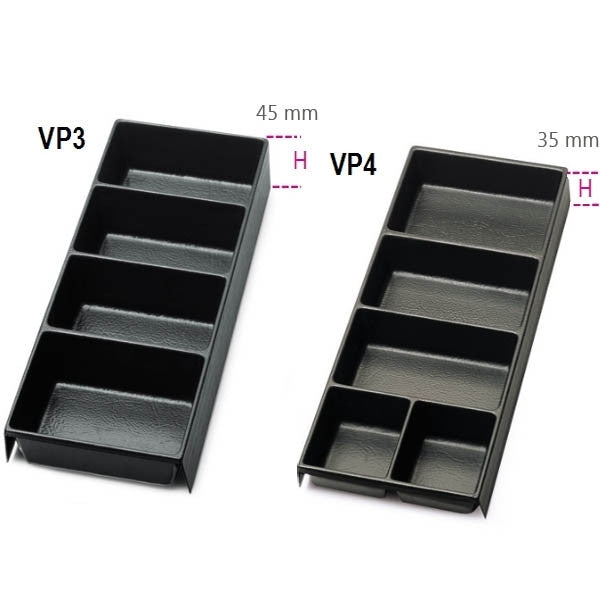 Bacs de rangement compartimentés en matière plastique vp3/vp4 beta