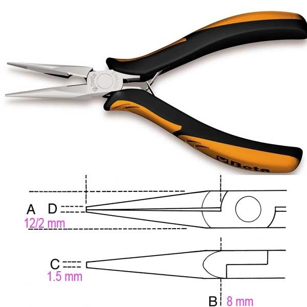 Pince précision becs demi-rond long strié 1177bm/z 011770113 beta