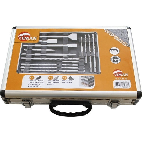 Coffret 12 forets et 5 burins sds-plus 603.000.17 leman