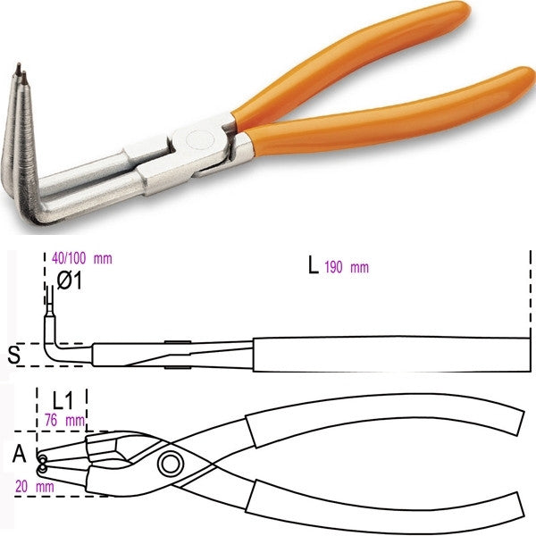 Pince circlips intérieur bec long coudé 90° 1034l beta