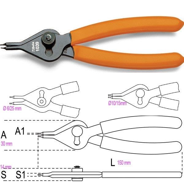 Pince circlips réversible bec droit 1039 beta