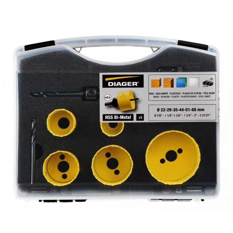 Mallette 9 scies cloche hss 651c diager