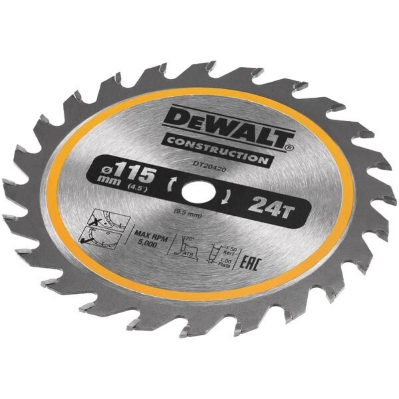 Lame de scie circulaire 115 x 9.5 mm 24t dt20420 dewalt