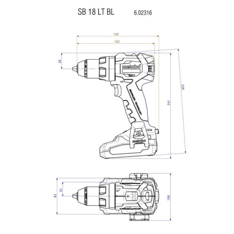 Perceuse à percussion 18v solo sb 18 lt bl 602316840 metabo
