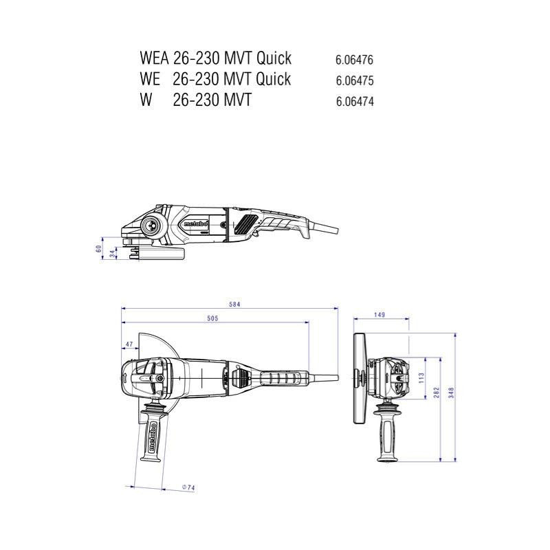 Meuleuse 230 mm we 26-230 mvt q 606475260 metabo