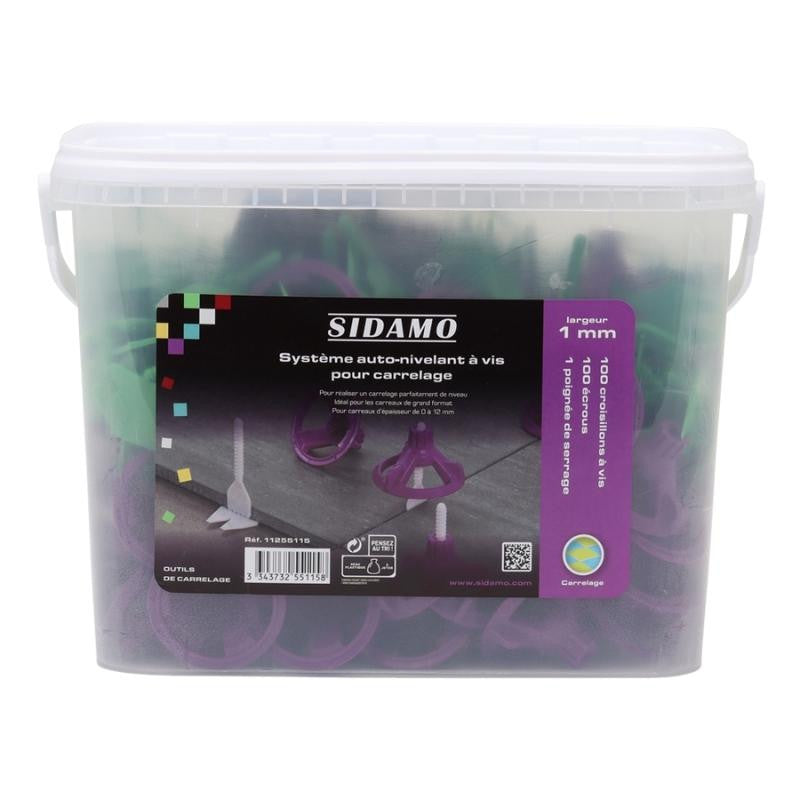 Kit croisillons auto-nivelant à vis + écrous + poignée de serrage